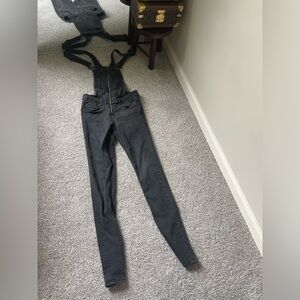 Faded black stretch jeans H&M overalls with gold hardware size 34
